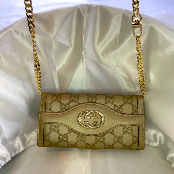 Gucci Handbags - Gucci Gold Wallet on a Chain